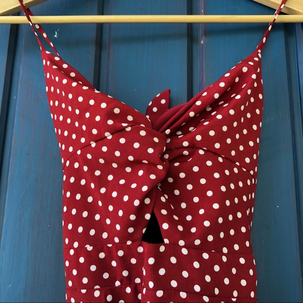 SHEIN Midi Tie Back Twist Cut Out Polka Dot Dress - Picture 4 of 7